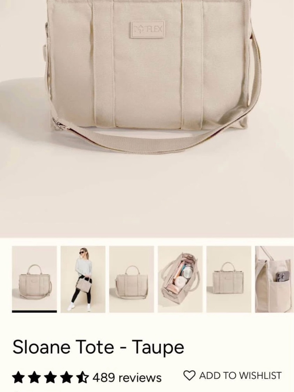POPFLEX Beige Canvas Shoulder Tote - Picture 5 of 6